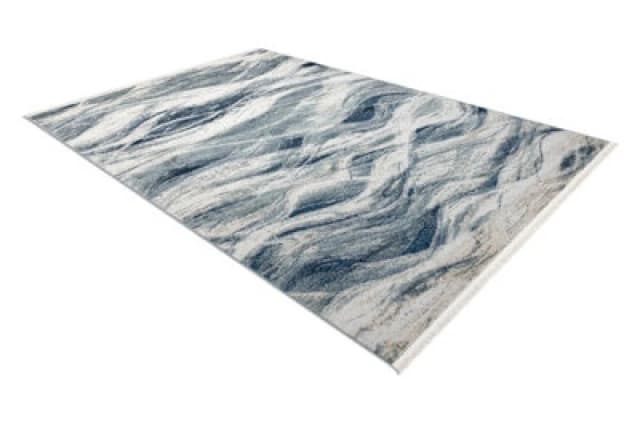 RugsX Distin 0849A Navy Blue / Blue / White Modern Carpet - Waves, Vintage, 80X150 Cm