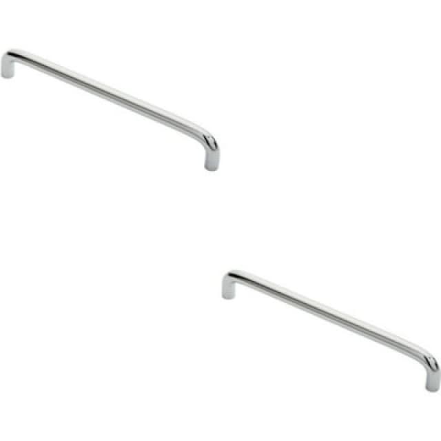 Loops 2x Round D Bar Cabinet Pull Handle 202 x 10mm 192mm Fixing Centres Chrome Multi unisex