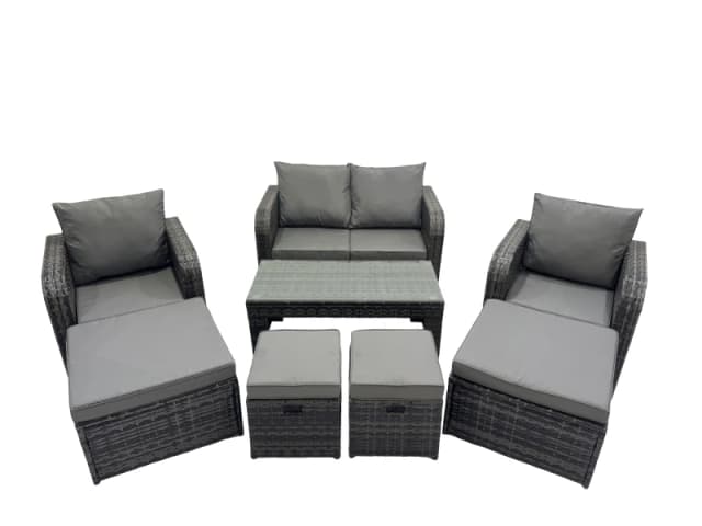 Fimous Garden Outdoor Furniture Set with 4 Stool Dark Grey Mixed Dark Grey Unisex