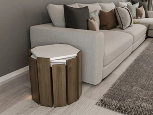 Decorotika Lori 3 Pieces Nesting Table Coffee Table Cocktail Table Set - White And Walnut Pattern