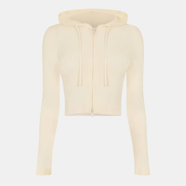 Jack Wills Knitted Zip Hoodie Women Vintage White female 12 (M)