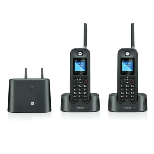 Motorola O202 Long Range Cordless Phone, Twin Handset 1070202BL-UK