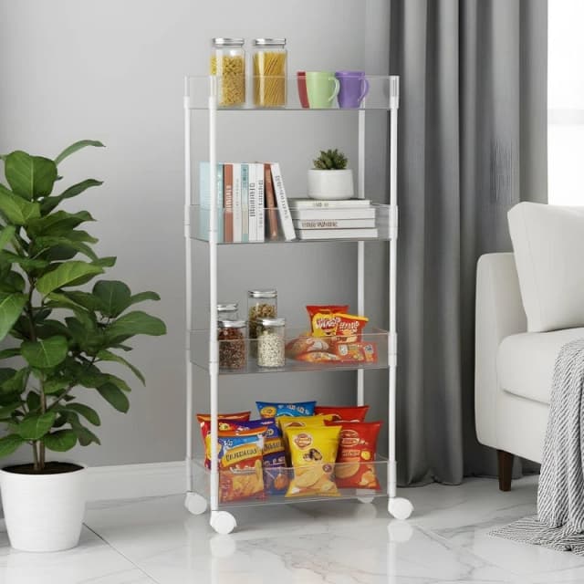 LIFE IDEAS 4-Tier Transparent Rolling Storage Cart Clear unisex One size