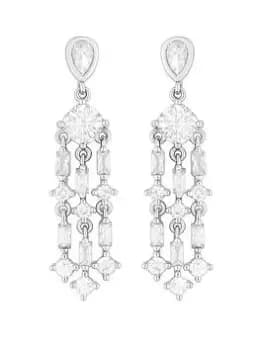 Jon Richard Rhodium Plated Cubic Zirconia Chandelier Drop Earrings, Silver, Women