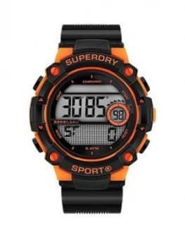 Superdry Radar Sport Digital Dial Black Silicone Strap Gents Watch, One Colour, Men