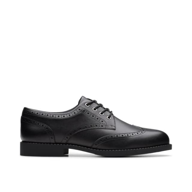 Clarks Tapa Pure Youth Black Leather Brogues, Lace Up, School Shoes Size: 3-Wide Fit Black Unisex 3-Wide Fit