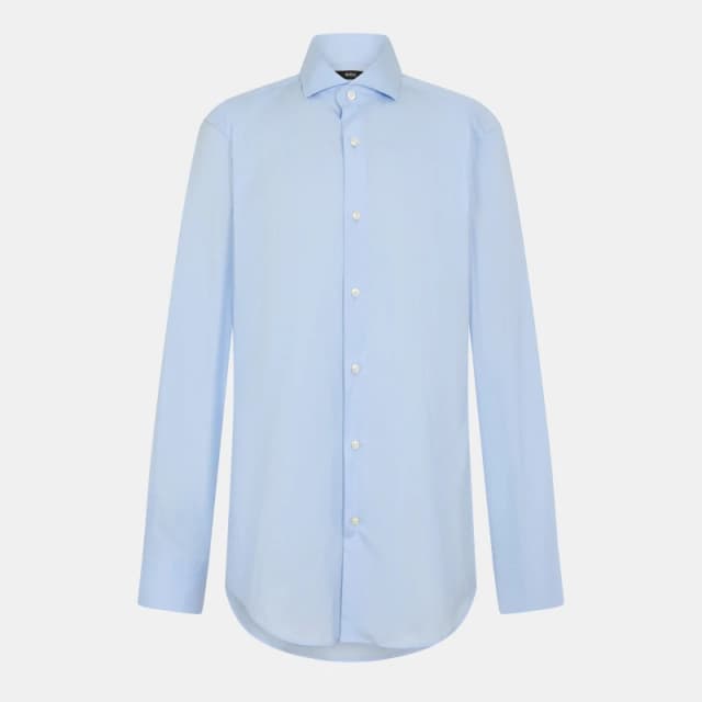 Boss Mens Slim Cotton Shirt, Slim Fit Pastel Blue male 14.5 inch