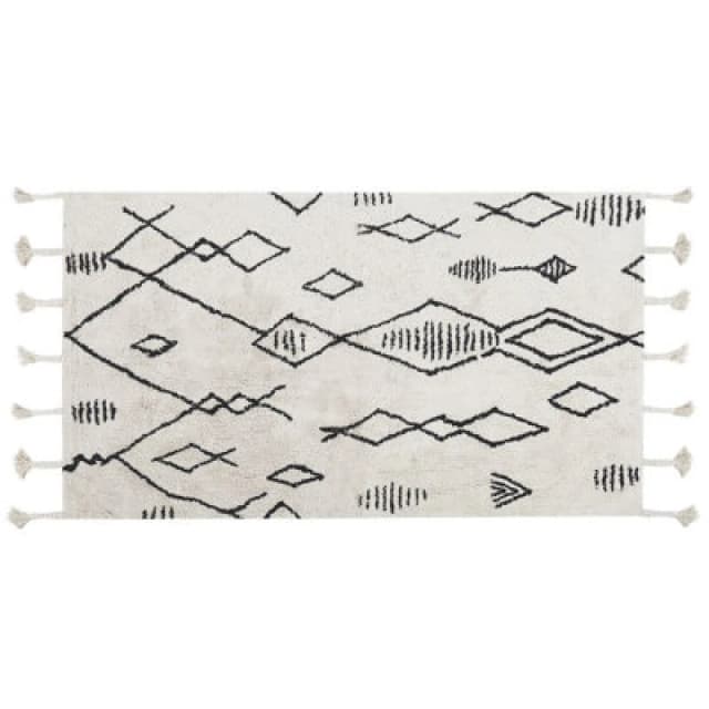 Beliani Rug Kebir Off-White 80 X 150 Cm Cotton