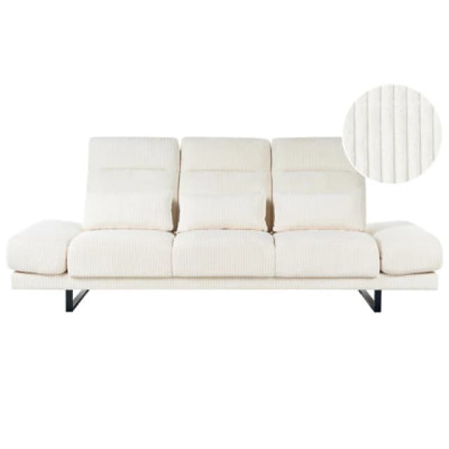 Beliani Sofa 3 Seater Ikast Corduroy Light Beige