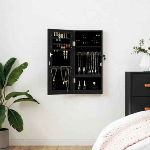 VIDAXL Vidaxl - Mirror Jewellery Cabinet Wall Mounted Black 30x8.5x67cm 8720845811150