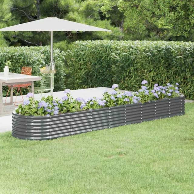 vidaXL Garden Raised Bed Powder-coated Steel 368x80x36cm Anthracite, Grey 318931
