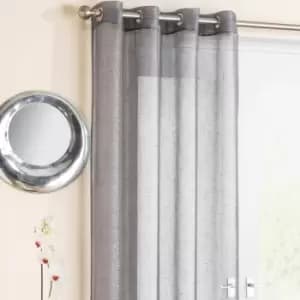 Tyrone Marrakesh Metallic Yarn Voile Eyelet Curtain Panel, Grey, 54 x 48 Inch