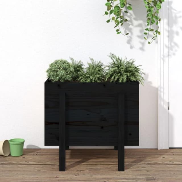 vidaXL Garden Planter Black 62x50x57cm Solid Wood Pine, Black 825209