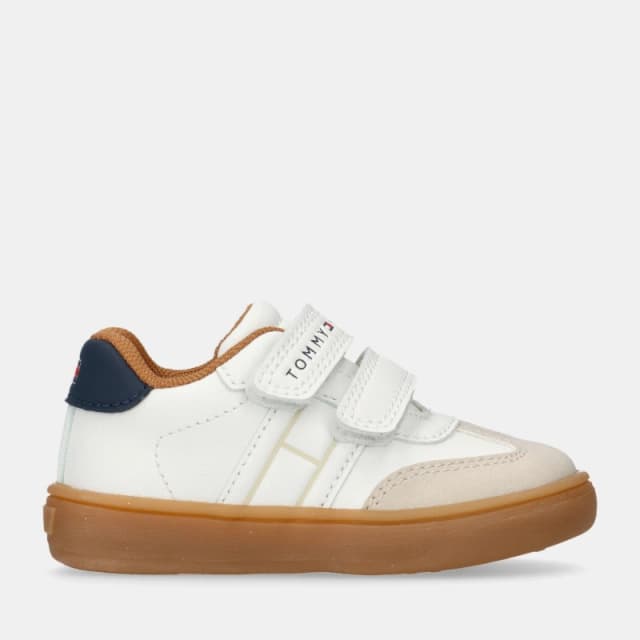 Tommy Hilfiger Unisex Kids Velcro Low-Top Trainers White/Beige unisex C8 (25)