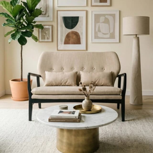 Premier Housewares Stockholm Birch Wood Frame 2 Seat Sofa Black unisex