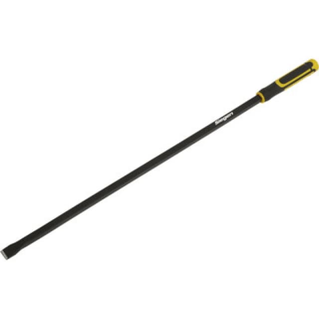 Loops 900mm Heavy Duty Straight Pry Bar with Hammer Caps - Hardened Steel - Soft Grip Metallics