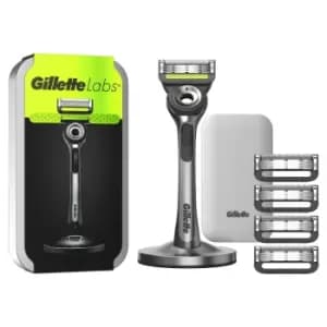 Gillette Labs Razor Travel Case and 4 Blade Refills - Silver