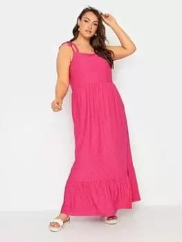 Yours Sleeveless Maxi Broidery Dress Pin, Pink, Size 18, Women