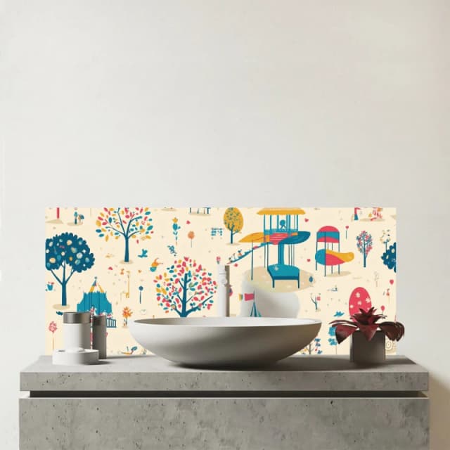 Warren Reed - Designer A Day At The Fair Glass Bathroom Splashback Multicolor Unisex