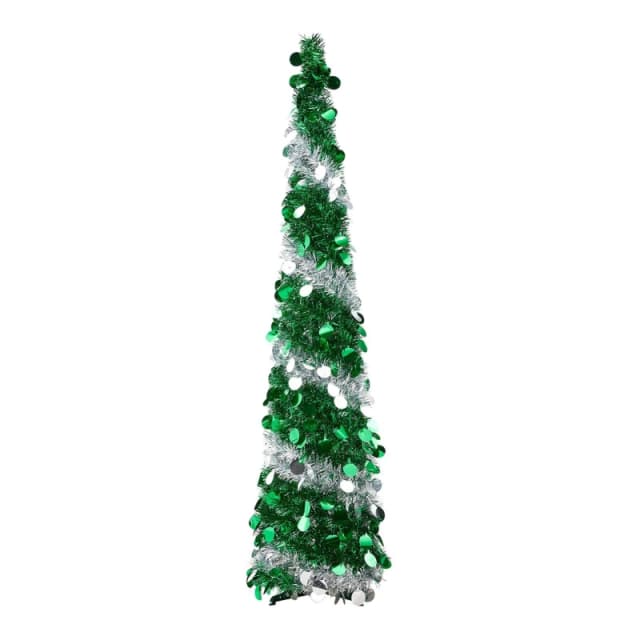 LIFE IDEAS 5ft Pop-Up Decorative Tinsel Tree Green And White unisex 5ft