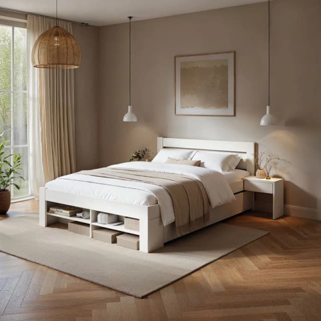 Noomi Pradis Storage Bed in White Size: Double White Unisex Double