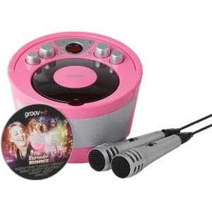 Groov-e Portable Karaoke Boombox with CD Player and Bluetooth Playback - Pink