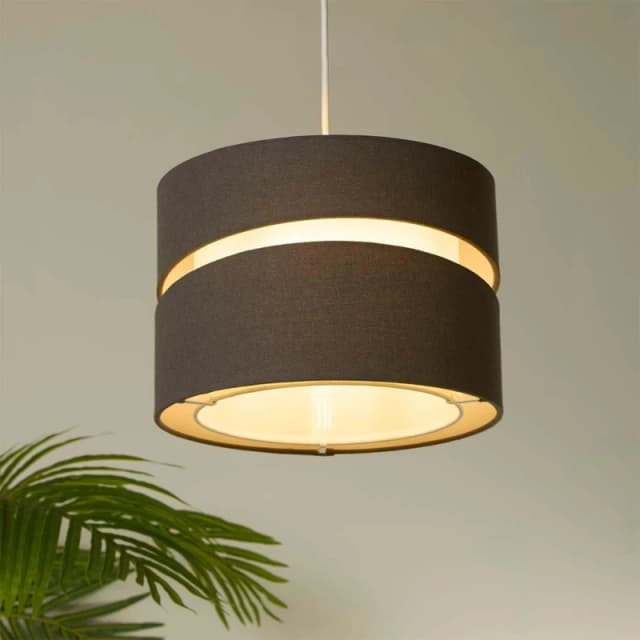 Lighting Collection Linen Shade Two Tier Grey unisex 28cm