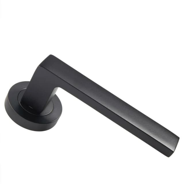 Loops PAIR Straight Square Handle on Round Rose Concealed Fix Matt Black Finish Black