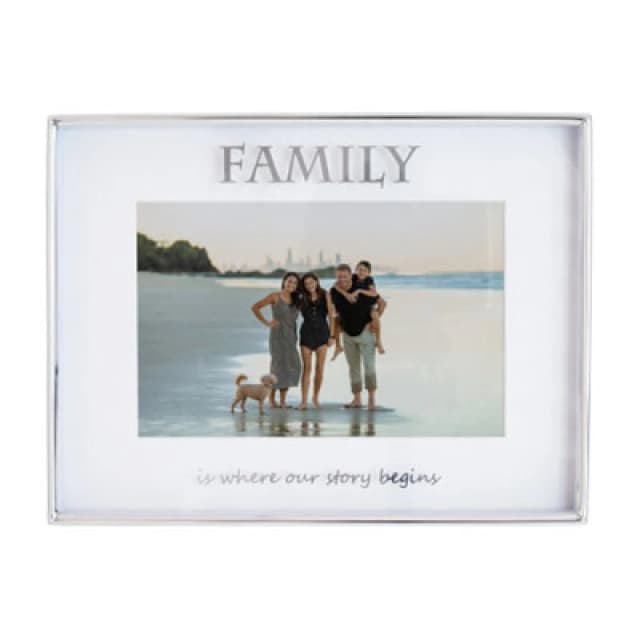 Happy Homewares Contemporary Silver Plated Metal Family 4X6 Picture Frame For Wall Or Table