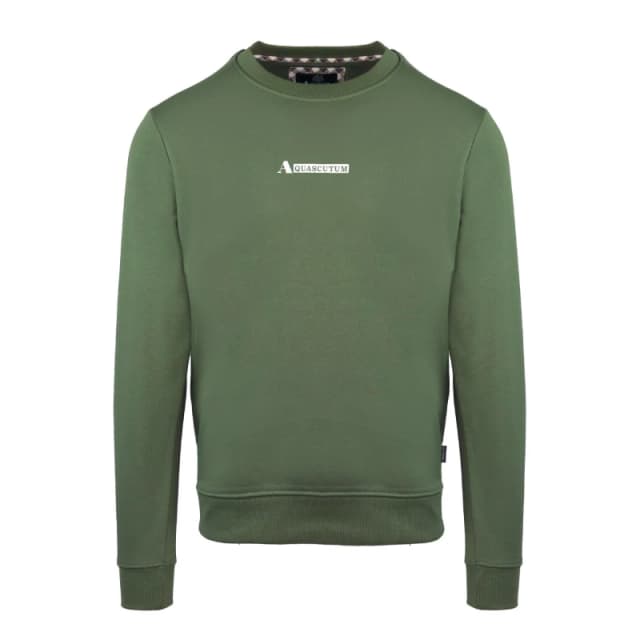 Aquascutum Mens Round Neck Crew Sweatshirt - Green Male S