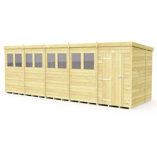 Flat Pack Sheds DIY Sheds 20 x 7 Pent Shed, Brown 20X7PFF