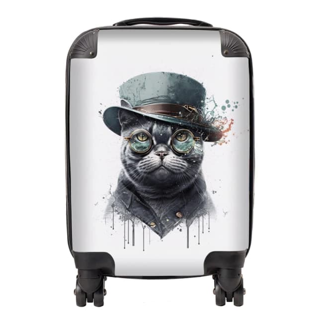 Warren Reed Designer British Shorthair Cat Splashart Suitcase - Large