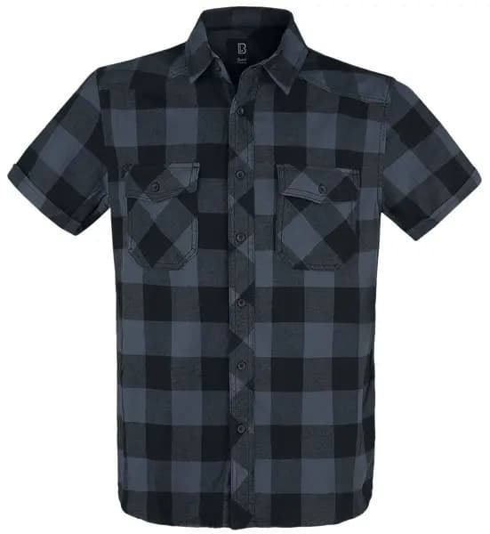 Brandit Checkshirt Short Sleeve Shirt, black-grey, Size 2XL