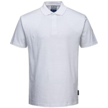 Portwest AS21WHRL - sz L Anti-Static ESD Polo Shirt Workwear - White