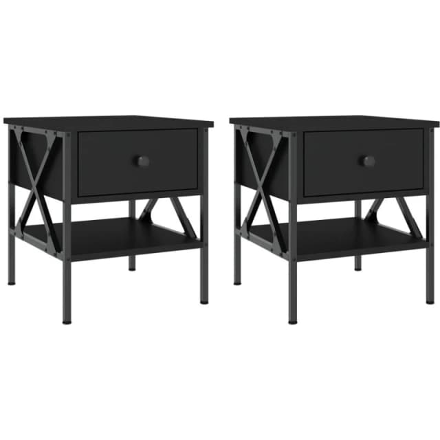 VIDAXL Bedside Tables 2 pcs Black 40x42x45cm Engineered Wood Vidaxl 8720845939137