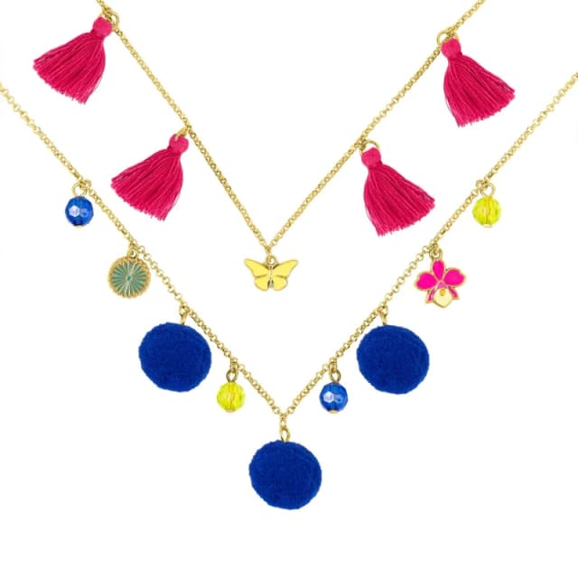 Disney Encanto Multicoloured Double Layered Pom Pom and Tassel Necklace Multi One Size