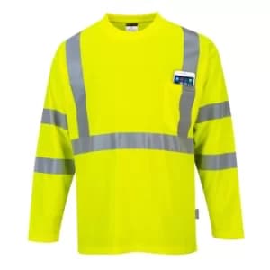 Portwest Long Sleeved Class 3 Hi Vis Pocket T Shirt Yellow 5XL