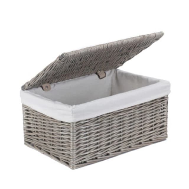 Red Hamper Eh125L Wicker Small Antique Wash Cotton Lined Storage Basket