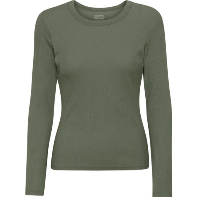 Colorful Standard Womens long sleeve ribbed T-Shirt Colorful Standard Organic dusty olive Vert Female S