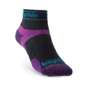 Bridgedale TRAIL RUN Ultralight T2 Merino Sport Low Womens - Large Charcoal / Purple