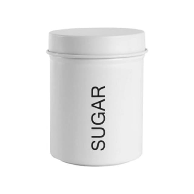 Harbour Housewares Round Metal Kitchen Sugar Canister White