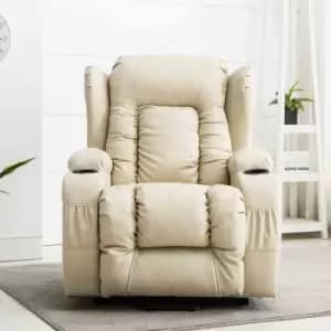 Caesar Electric Dual Motor Rise Massage Heated Recliner - Cream