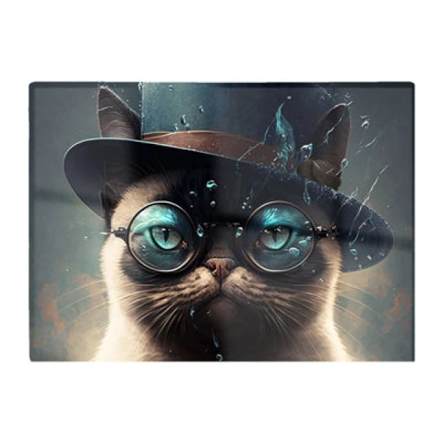 Warren Reed Designer Siamese Cat With Glasses Splashart Chopping Board