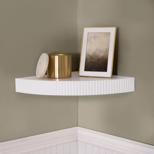 OHS OHS Ribbed Corner Shelf Wall Mounted Storage Space Saving Modern in Cream Cream One Size Unisex 5027434230044
