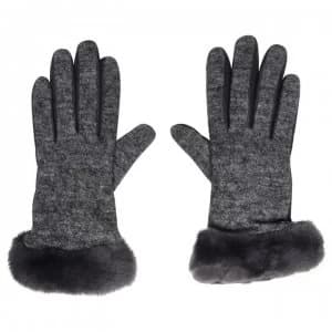 Ugg Fabric and Leather Shorty Gloves - Charcoal CHRC
