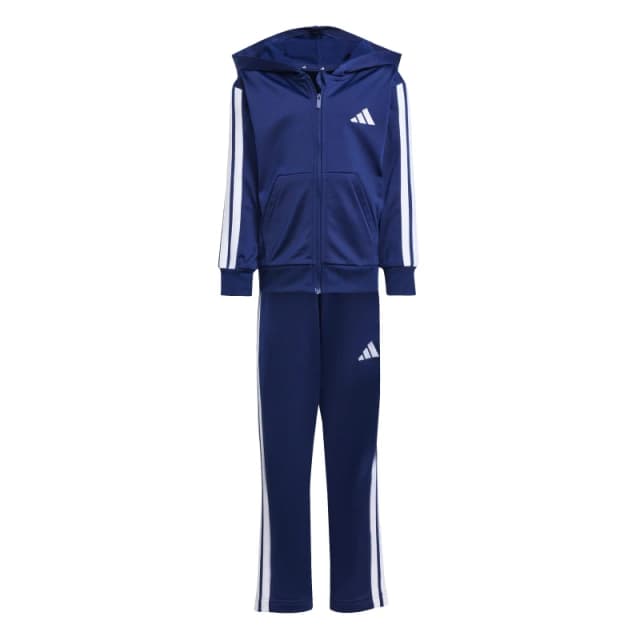 adidas 3 Stripe Poly Tracksuit Navy/White unisex 4-5 Years