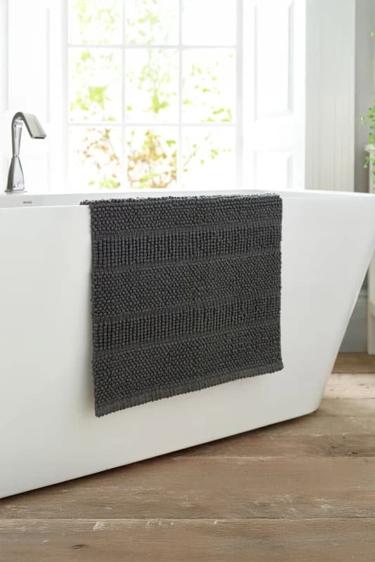 Deyongs Deyongs Romeo Textured 100% Cotton Bath Mat - 1500gsm Absorbent Bathroom Rug in Charcoal Charcoal Bath Mat Unisex 5054990136824