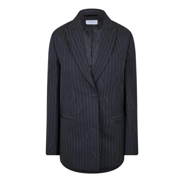 Off White Womens Wool-Mix Structured Raw-Edge Suit Jacket Iron female 4 (3XS)