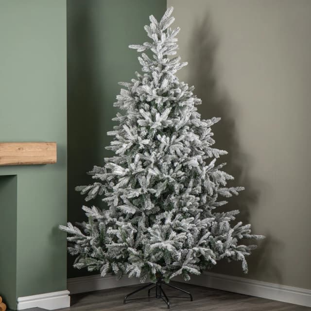 8ft (2.4m) Snowy Grandis Fir Artificial Christmas Tree with 2935 Tips & Metal Stand