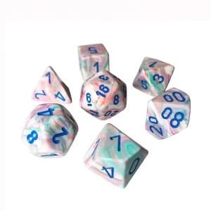 Chessex Poly 7 Dice Set: Festive Pop Art With Blue